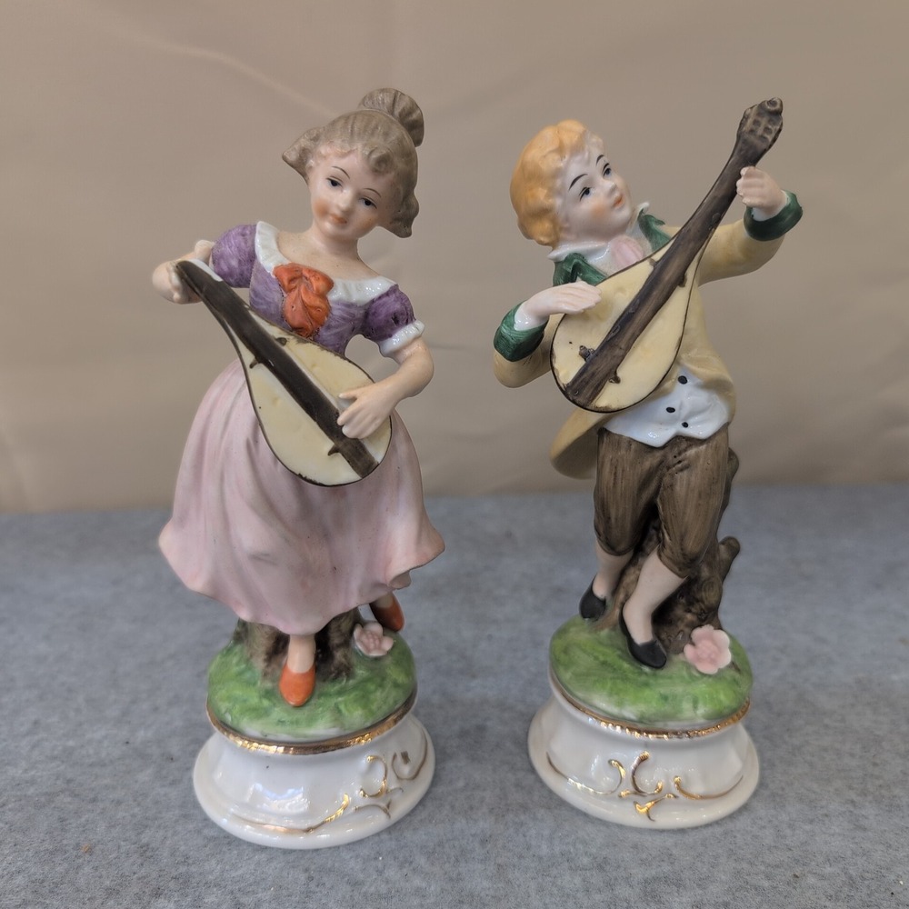 Vintage‎ Ardalt Japan Hand Painted Lennwile China Musical Couple Figurines FLAW
